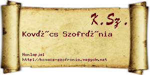 Kovács Szofrónia névjegykártya