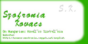 szofronia kovacs business card